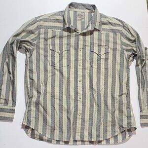 Lucky Brand Sportswear Shirt Mens 2XL Pearl Snap Western Casual Adult Blue Tan